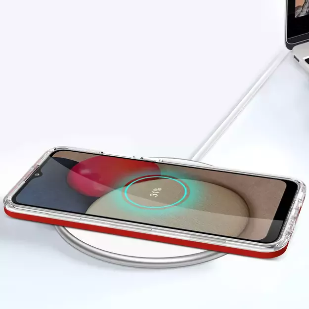 Clear 3in1 case for Samsung Galaxy A03s (166) frame gel cover red 7