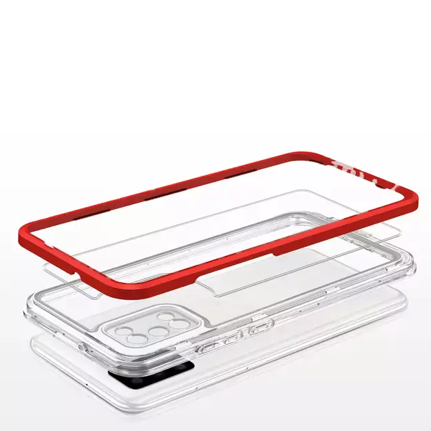 Clear 3in1 case for Samsung Galaxy A03s (166) frame gel cover red 4