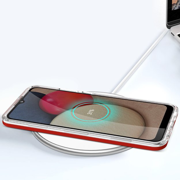 Clear 3in1 case for Samsung Galaxy A03s (166) frame gel cover red 12