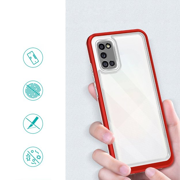 Clear 3in1 case for Samsung Galaxy A03s (166) frame gel cover red 6