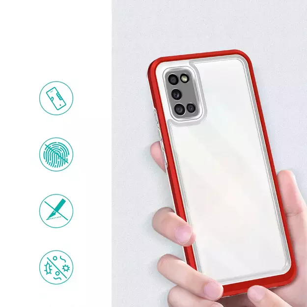 Clear 3in1 case for Samsung Galaxy A03s (166) frame gel cover red 1