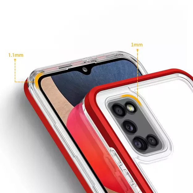 Clear 3in1 case for Samsung Galaxy A03s (166) frame gel cover red 3
