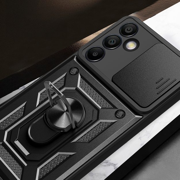 Hybrid Armor Camshield with Camera Cover and Metal Ring for Samsung Galaxy S24 FE - Black 6
