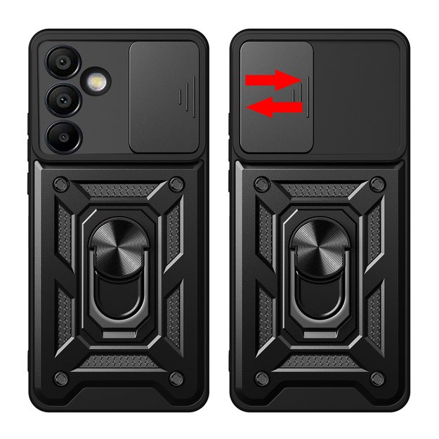Hybrid Armor Camshield with Camera Cover and Metal Ring for Samsung Galaxy S24 FE - Black 7