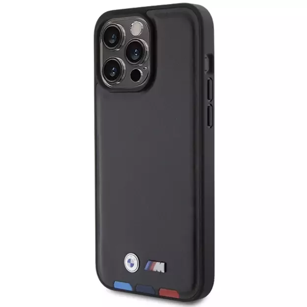 BMW BMHCP15X22PTDK iPhone 15 Pro Max 6.7&quot  black/black Leather Stamp Tricolor 1