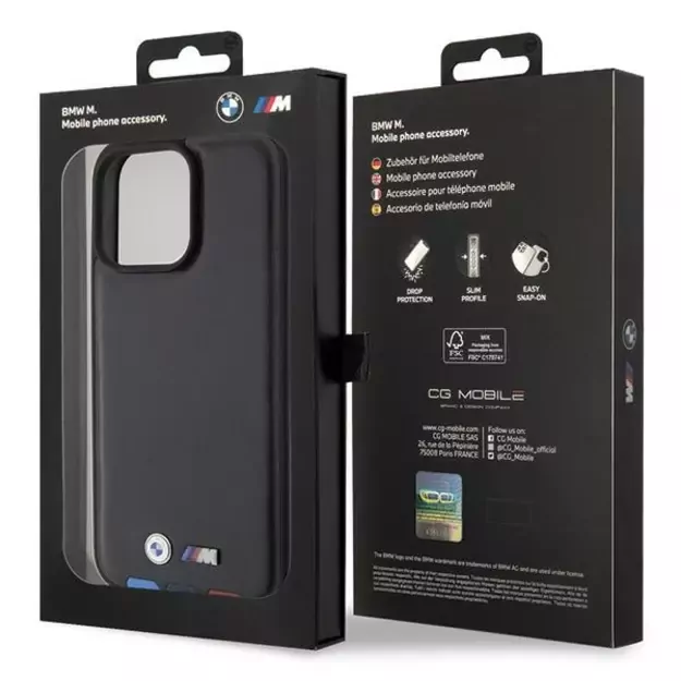 BMW BMHCP15X22PTDK iPhone 15 Pro Max 6.7&quot  black/black Leather Stamp Tricolor 7