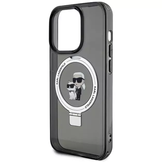 Karl Lagerfeld KLHMP15LHMRSKCK iPhone 15 Pro 6.1&quot  black/black hardcase Ring Stand Karl&amp Choupette MagSafe 5