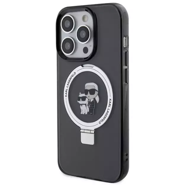 Karl Lagerfeld KLHMP15LHMRSKCK iPhone 15 Pro 6.1&quot  black/black hardcase Ring Stand Karl&amp Choupette MagSafe 1
