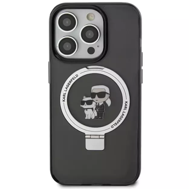 Karl Lagerfeld KLHMP15LHMRSKCK iPhone 15 Pro 6.1&quot  black/black hardcase Ring Stand Karl&amp Choupette MagSafe 2