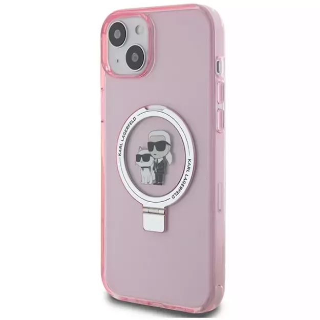 Karl Lagerfeld KLHMP15SHMRSKCP iPhone 15 6.1&quot  pink/pink hardcase Ring Stand Karl&amp Choupette MagSafe 1