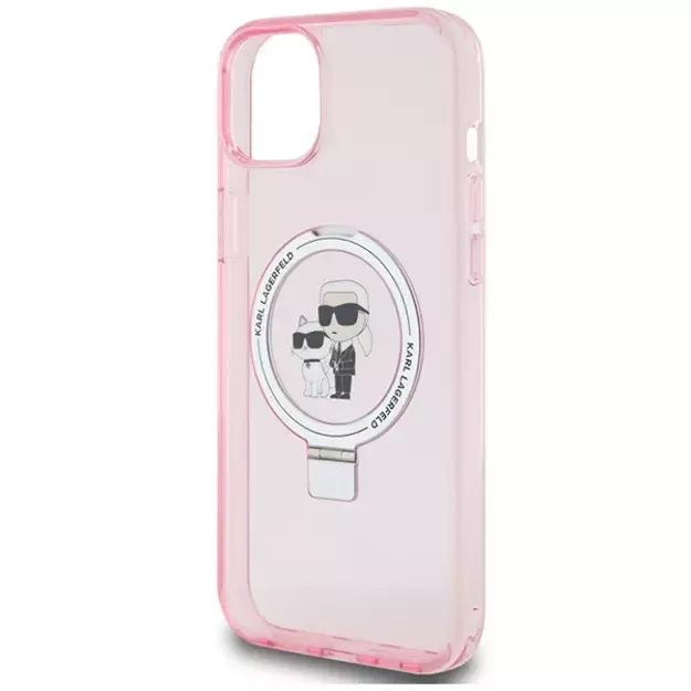 Karl Lagerfeld KLHMP15SHMRSKCP iPhone 15 6.1&quot  pink/pink hardcase Ring Stand Karl&amp Choupette MagSafe 5