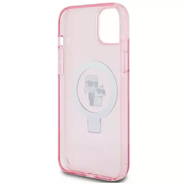 Karl Lagerfeld KLHMP15SHMRSKCP iPhone 15 6.1&quot  pink/pink hardcase Ring Stand Karl&amp Choupette MagSafe 6