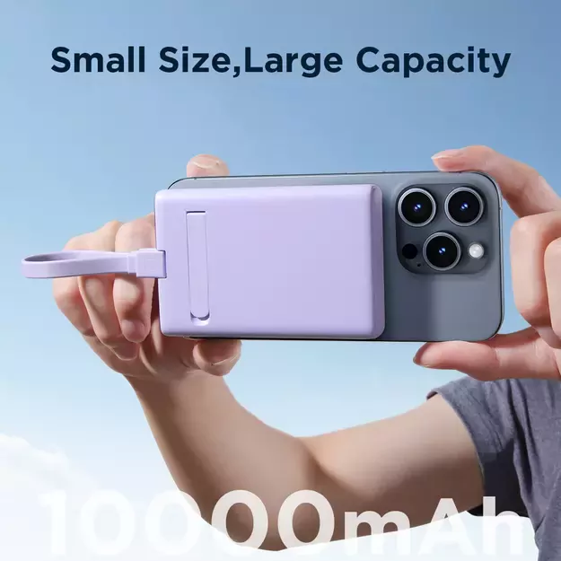 Powerbank Joyroom JR-PBM01 magnetic 10000mAh 20W with stand + Lightning cable - USB-C - purple 7