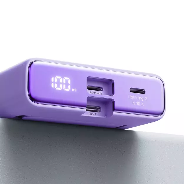 Powerbank Joyroom JR-PBM01 magnetic 10000mAh 20W with stand + Lightning cable - USB-C - purple 4