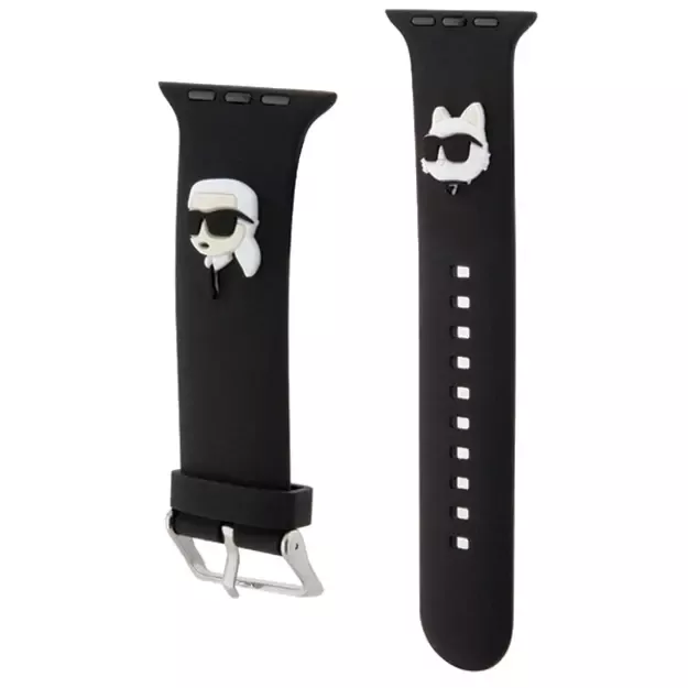 Karl Lagerfeld 3D Rubber Karl&amp Choupette Heads strap for Apple Watch 38/40/41mm - black 5