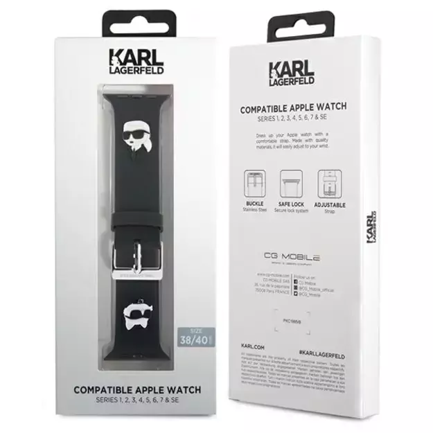 Karl Lagerfeld 3D Rubber Karl&amp Choupette Heads strap for Apple Watch 38/40/41mm - black 6