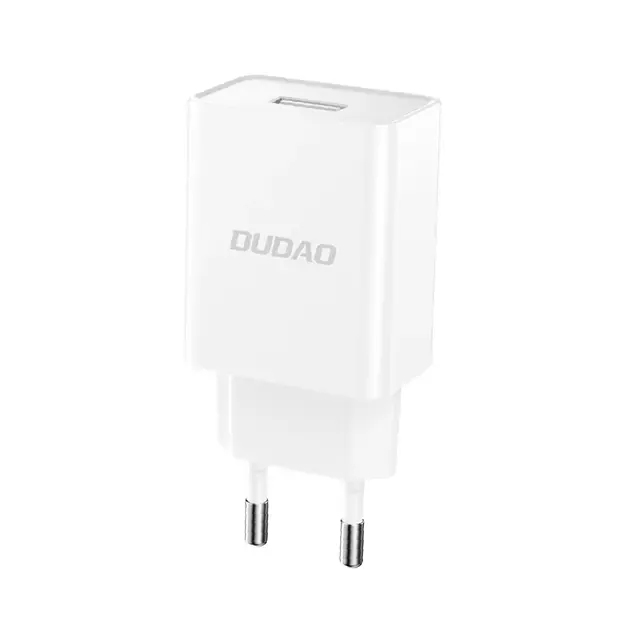 Dudao A4EU USB-A 2.1A wall charger - white + USB-A - USB-C cable 1