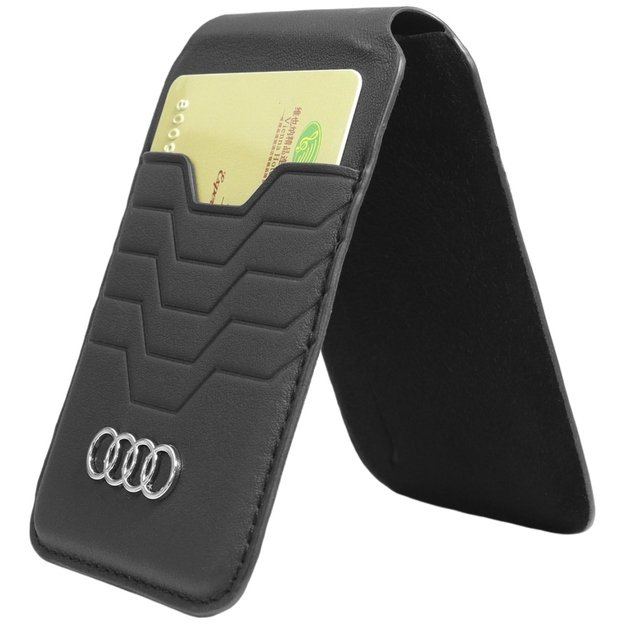 Audi Leather Wallet Card MagSafe magnetic with stand - black 3