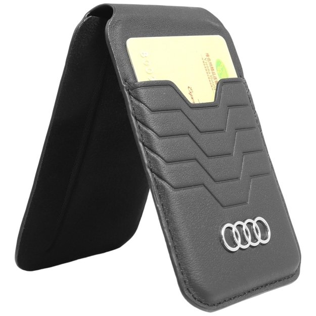 Audi Leather Wallet Card MagSafe magnetic with stand - black 2