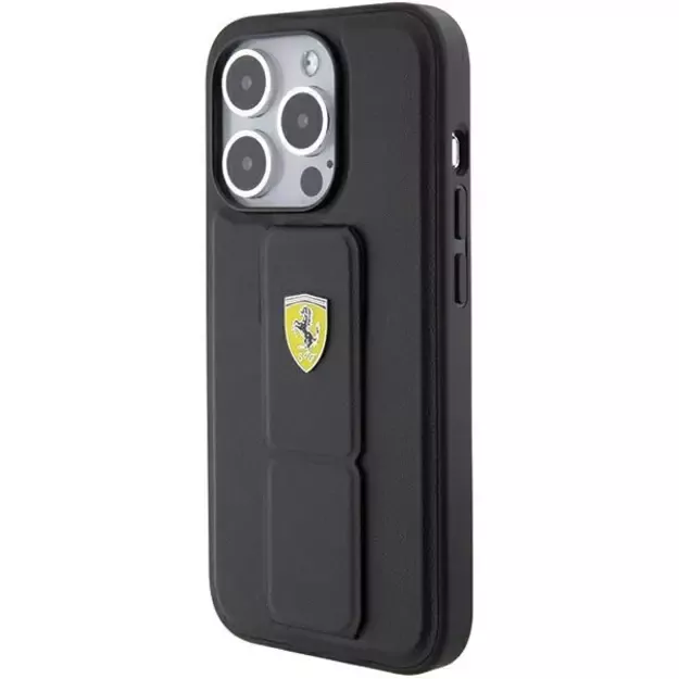 Ferrari Grip Stand Metal Logo case for iPhone 15 Pro - black 3