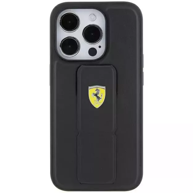Ferrari Grip Stand Metal Logo case for iPhone 15 Pro - black 1