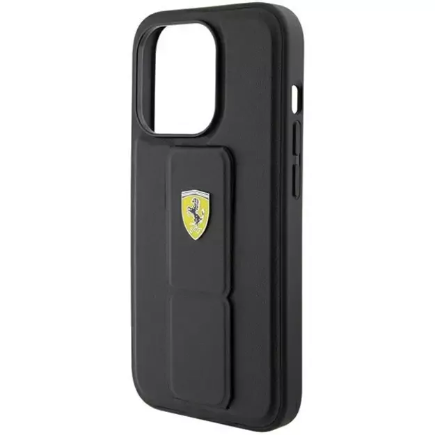 Ferrari Grip Stand Metal Logo case for iPhone 15 Pro - black 6