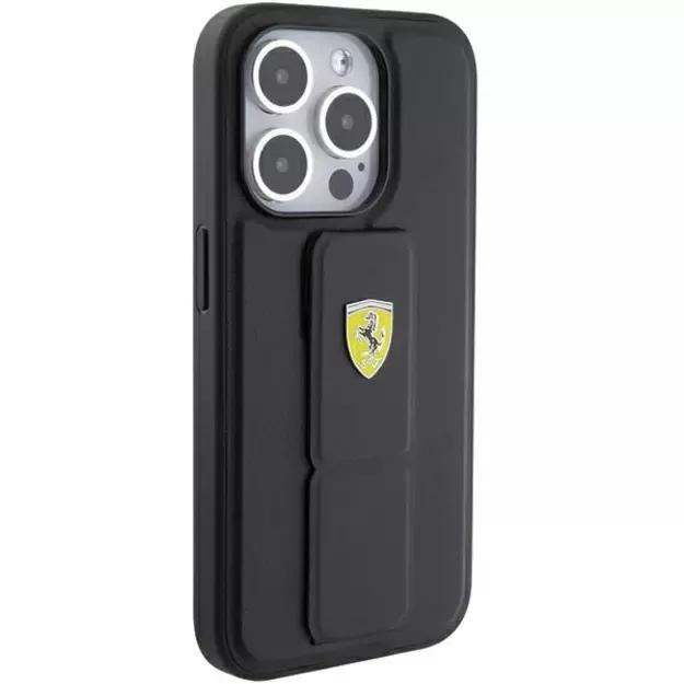 Ferrari Grip Stand Metal Logo case for iPhone 15 Pro - black 4