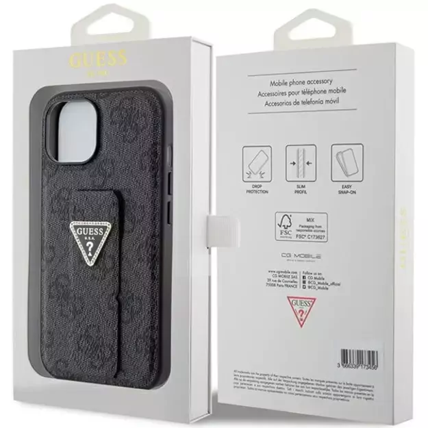Guess Grip Stand 4G Triangle Strass case for iPhone 15 - black 7