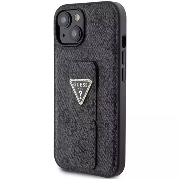 Guess Grip Stand 4G Triangle Strass case for iPhone 15 - black 1