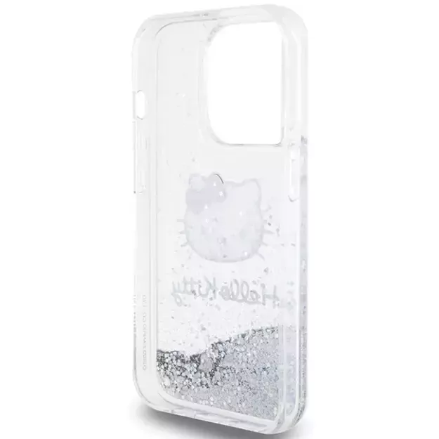 Hello Kitty Liquid Glitter Charms Kitty Head case for iPhone 14 Pro Max - silver 6