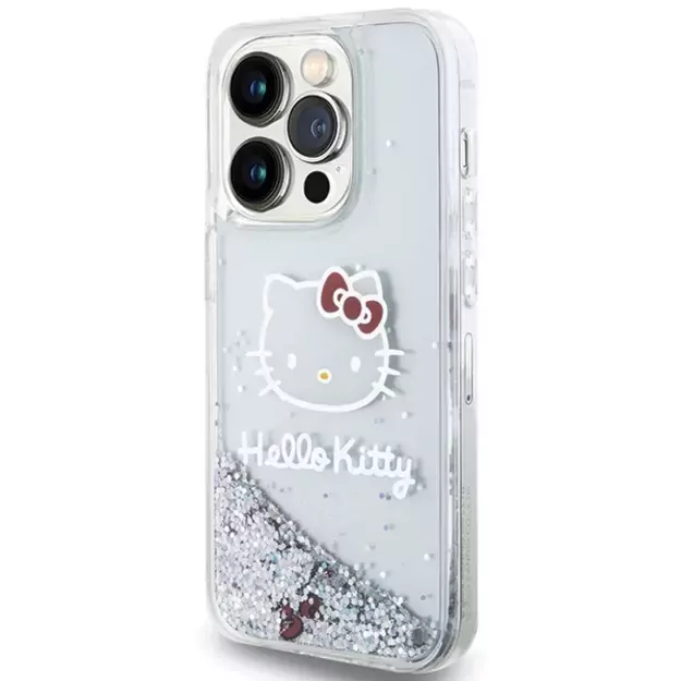 Hello Kitty Liquid Glitter Charms Kitty Head case for iPhone 14 Pro Max - silver 1