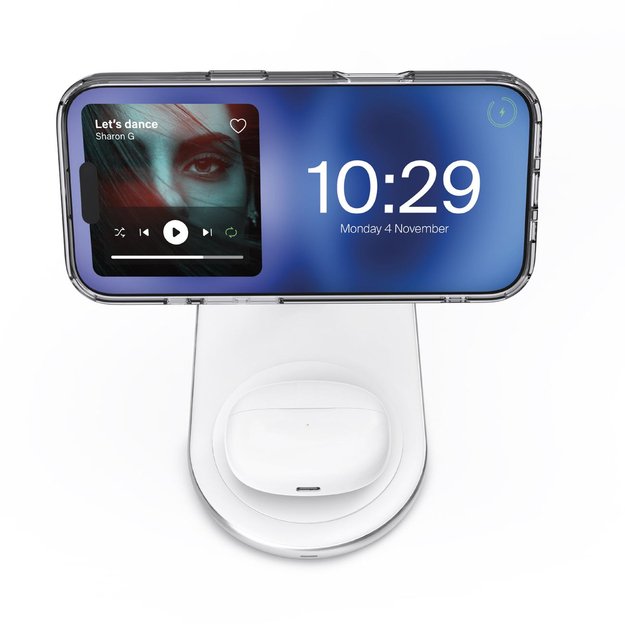2in1 Puro Mag Station Wireless Charging Station for Phone and Headphones - White 1