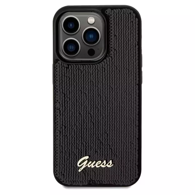 Guess Sequin Script Metal case for iPhone 14 Pro Max - black 2