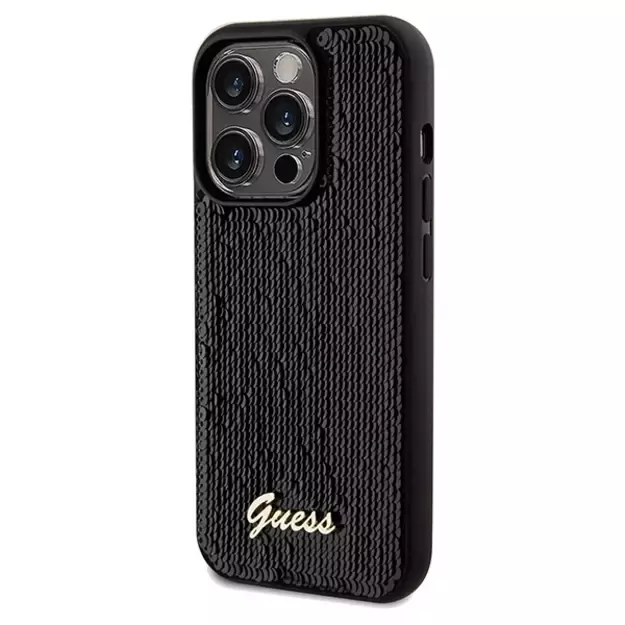 Guess Sequin Script Metal case for iPhone 14 Pro Max - black 1