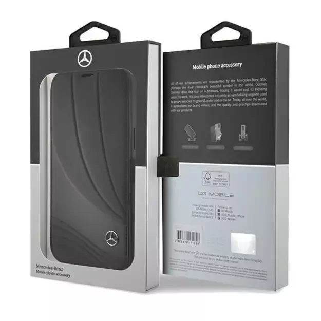 Mercedes Leather Wave Pattern iPhone 15 Pro Case - Black 12