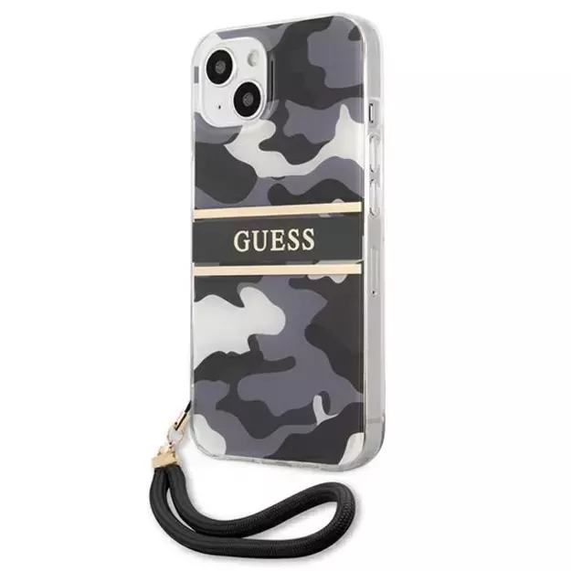 Guess GUHCP13MKCABBK iPhone 13 6.1&quot  black/black hardcase Camo Strap Collection 1
