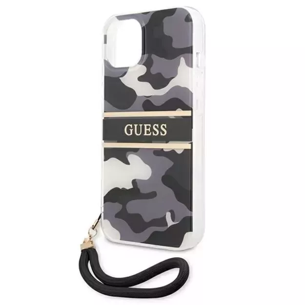 Guess GUHCP13MKCABBK iPhone 13 6.1&quot  black/black hardcase Camo Strap Collection 5