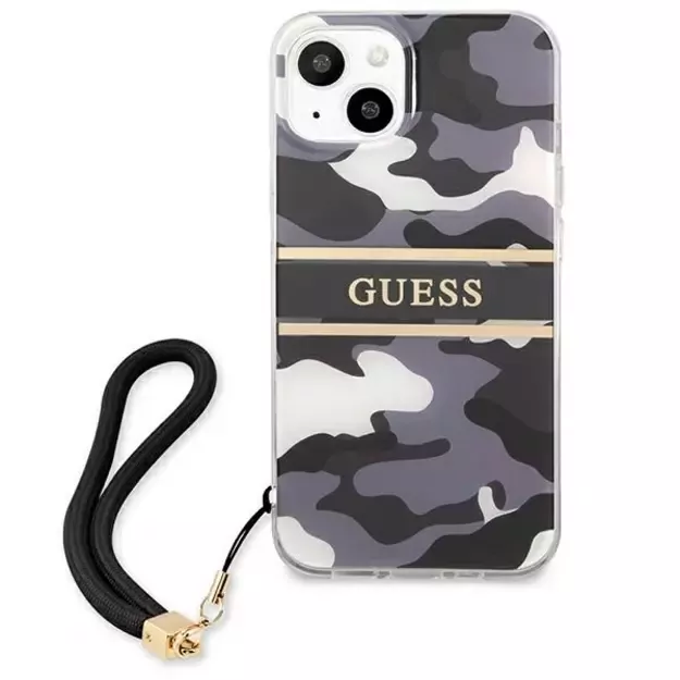 Guess GUHCP13MKCABBK iPhone 13 6.1&quot  black/black hardcase Camo Strap Collection 2