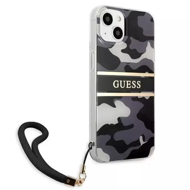 Guess GUHCP13MKCABBK iPhone 13 6.1&quot  black/black hardcase Camo Strap Collection 3