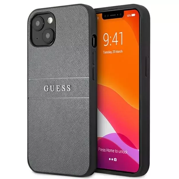 Guess GUHCP13SPSASBGR iPhone 13 mini 5.4&quot  grey/grey Saffiano Strap