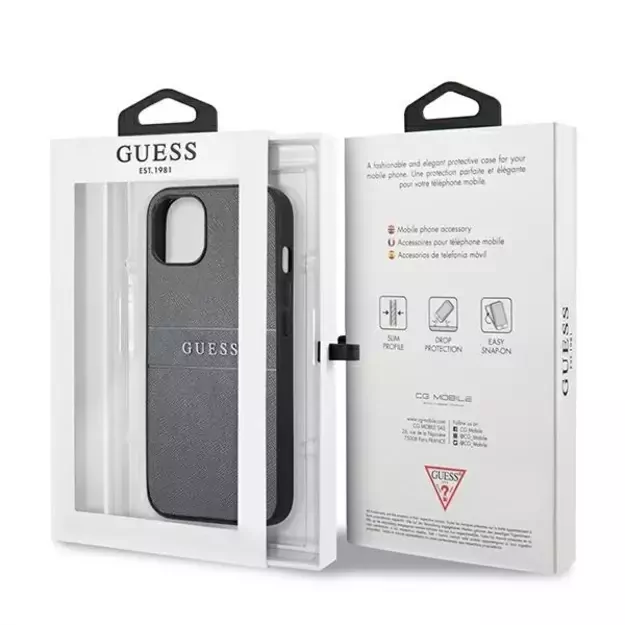 Guess GUHCP13SPSASBGR iPhone 13 mini 5.4&quot  grey/grey Saffiano Strap 9