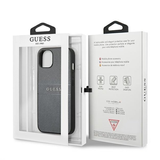 Guess GUHCP13SPSASBGR iPhone 13 mini 5.4&quot  grey/grey Saffiano Strap 14