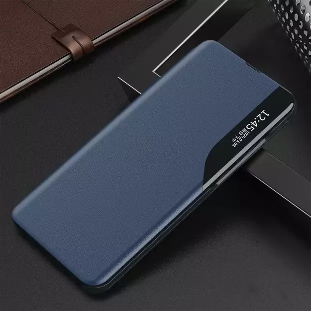 Eco Leather View Case elegant case with a flip cover and stand function for Samsung Galaxy S22 + (S22 Plus) blue 19