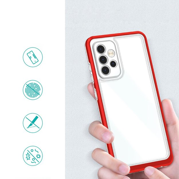 Clear 3in1 Case for Samsung Galaxy A13 5G Frame Gel Cover Red 1