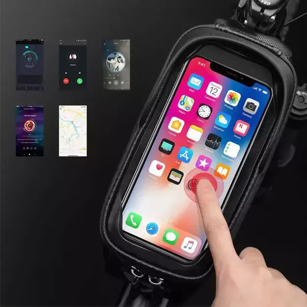 Rockbros B68 bicycle bag for armored frame with phone pocket and cover 1.7l - black 7