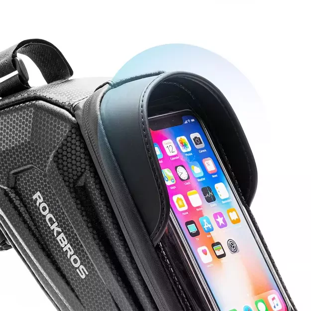 Rockbros B68 bicycle bag for armored frame with phone pocket and cover 1.7l - black 3