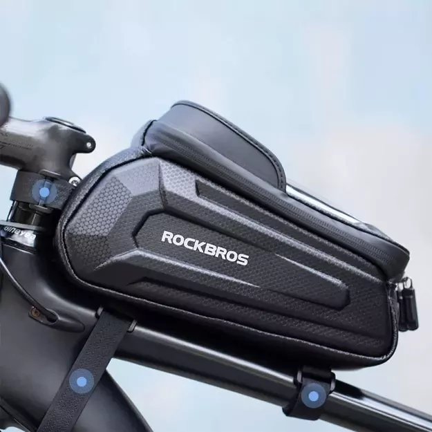 Rockbros B68 bicycle bag for armored frame with phone pocket and cover 1.7l - black 4