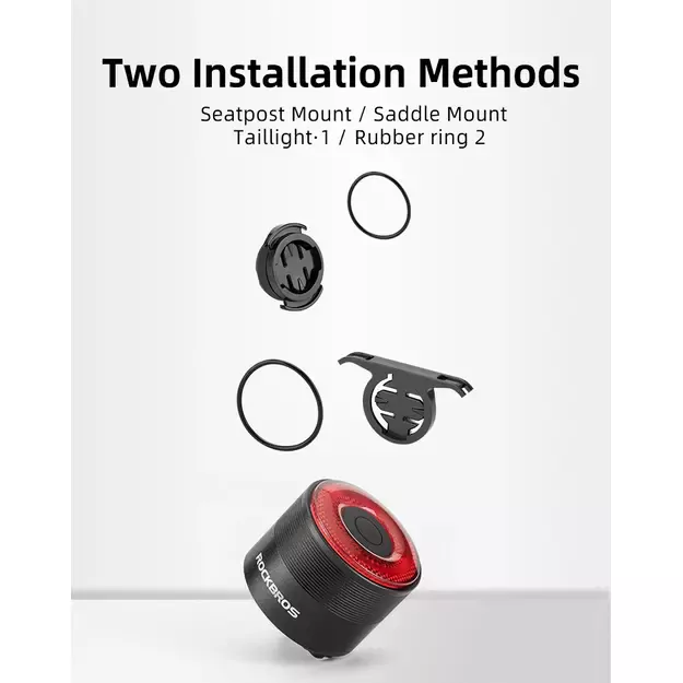 Rockbros Q3 Rear Bike Light with Smart Stop System - Black 8