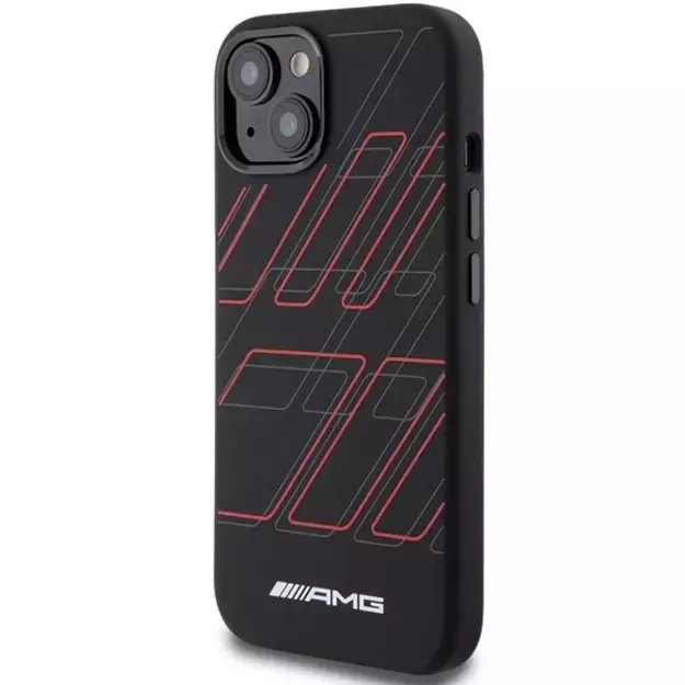 AMG Silicone Large Rhombuses Pattern MagSafe Case for iPhone 15/14/13 - Black 1