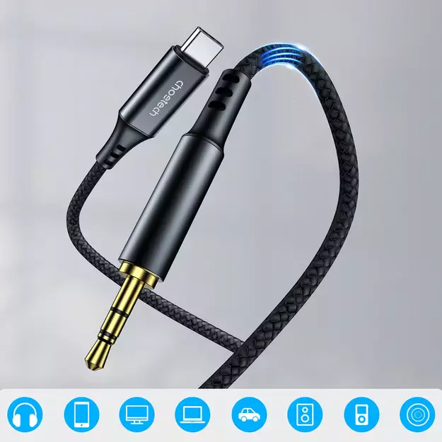 Choetech AUX006 USB-C / mini jack 3.5mm cable 1 m - black 1